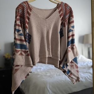 light and air tribal poncho tee simi crop